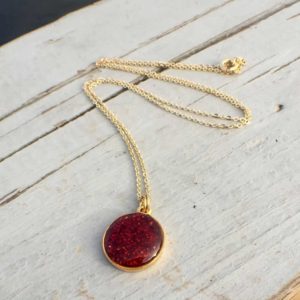 Crushed Lobster Shell Mini Gold Circle Necklace