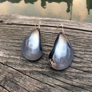 Mussel Shell Earrings with Gold back