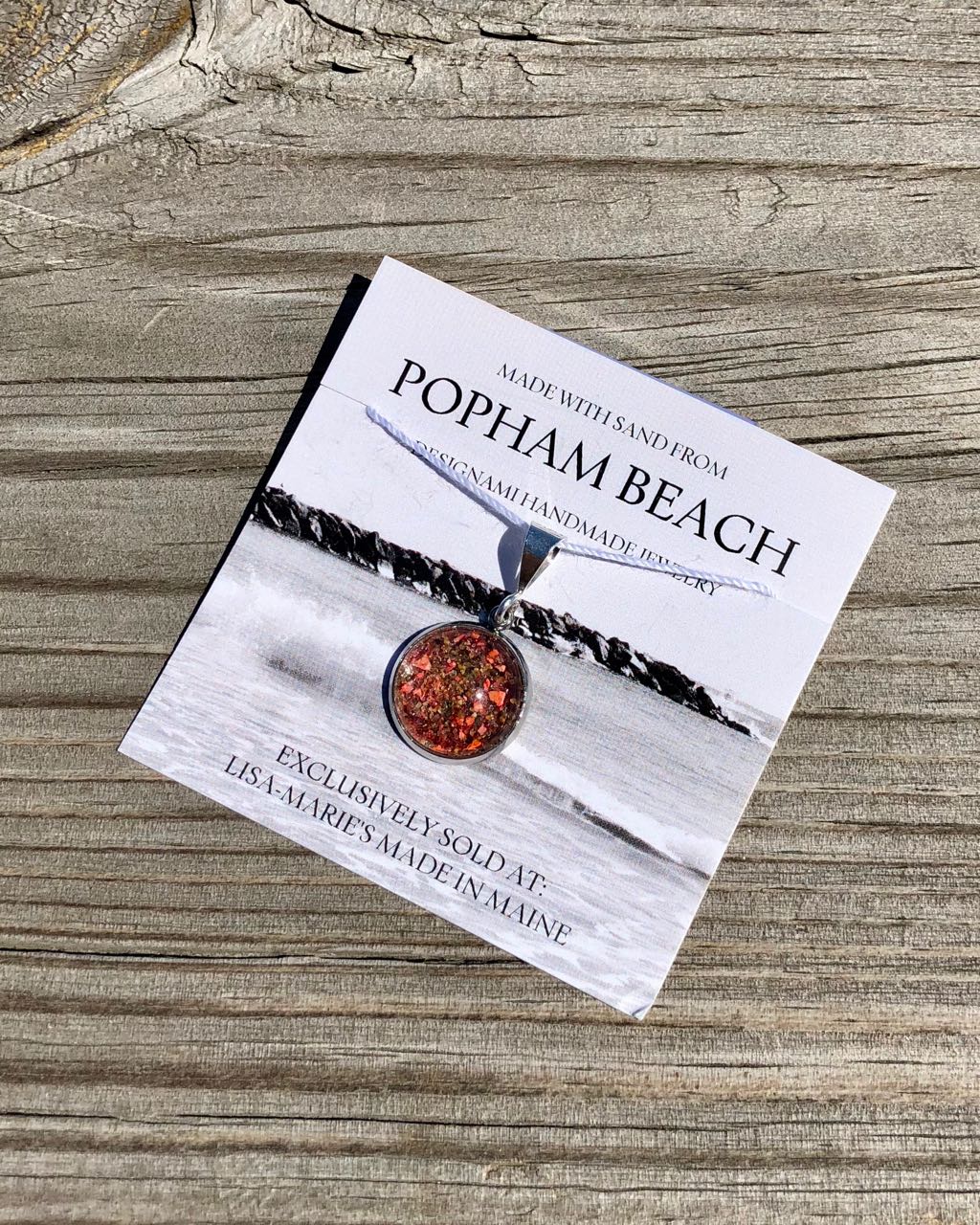 Popham Beach Sand with Lobster Shell Small Pendant, Popham Beach Sand with Lobster Shell Jewelry
