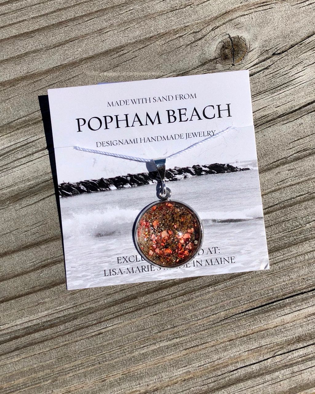 Popham Beach Sand with Lobster Shell Large Pendant, Popham Beach Sand with Lobster Shell Jewelry
