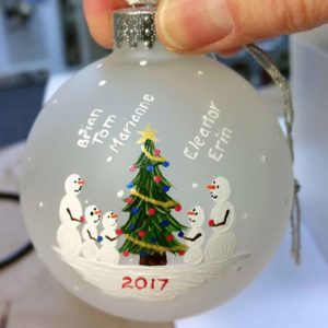 Beth Doan Maine Artist Custom 2017 Ornament Snowman Family