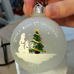 Beth Doan Maine Artist Custom 2017 Ornament "Chris & Ryan's 1st Christmas"