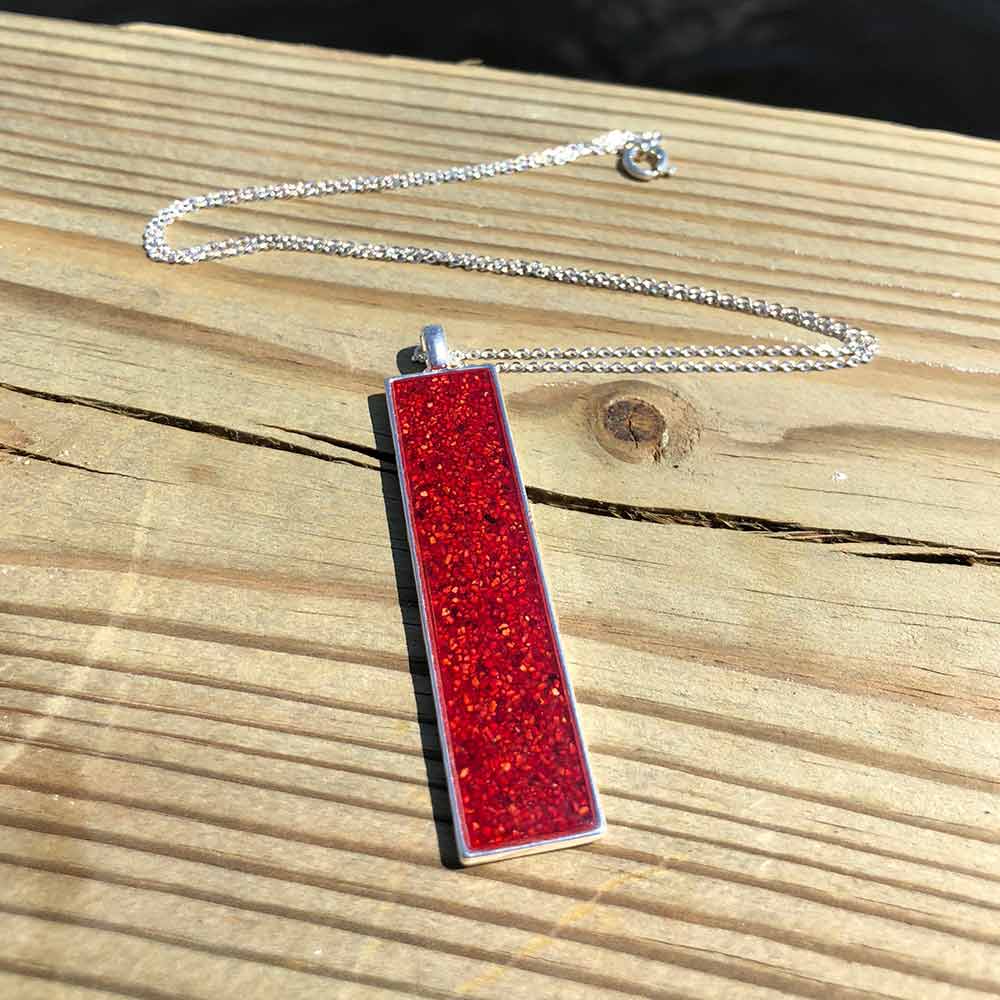 Crushed, Lobster Shell, Sterling Silver, Rectangle Necklace. ecklace