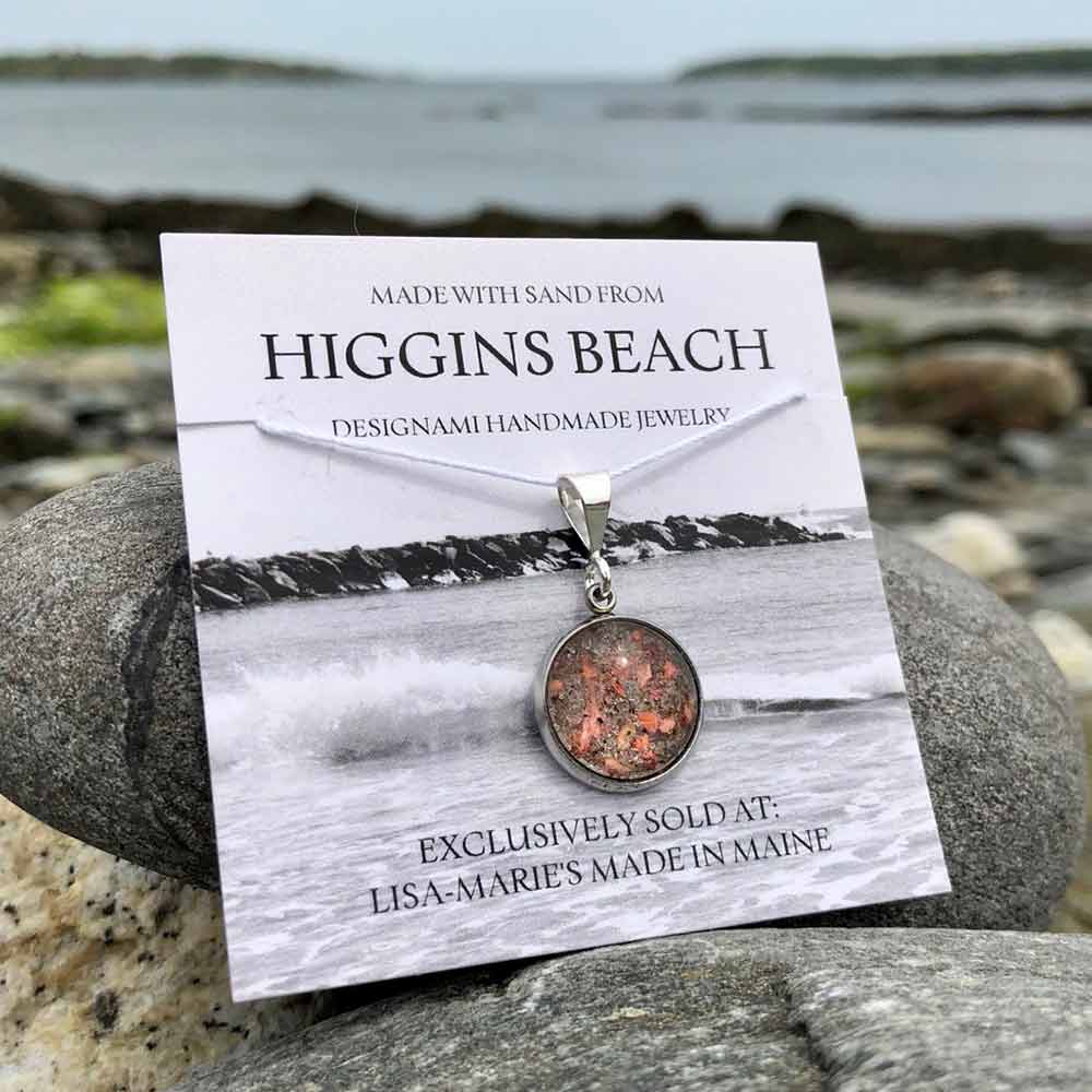 Small Higgins Beach Sand with Crushed Lobster Shell Pendant