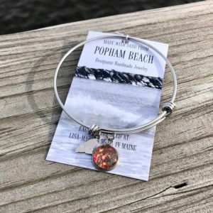 Popham Beach Sand with Crushed Mussel Shell Charm Bangle Bracelet