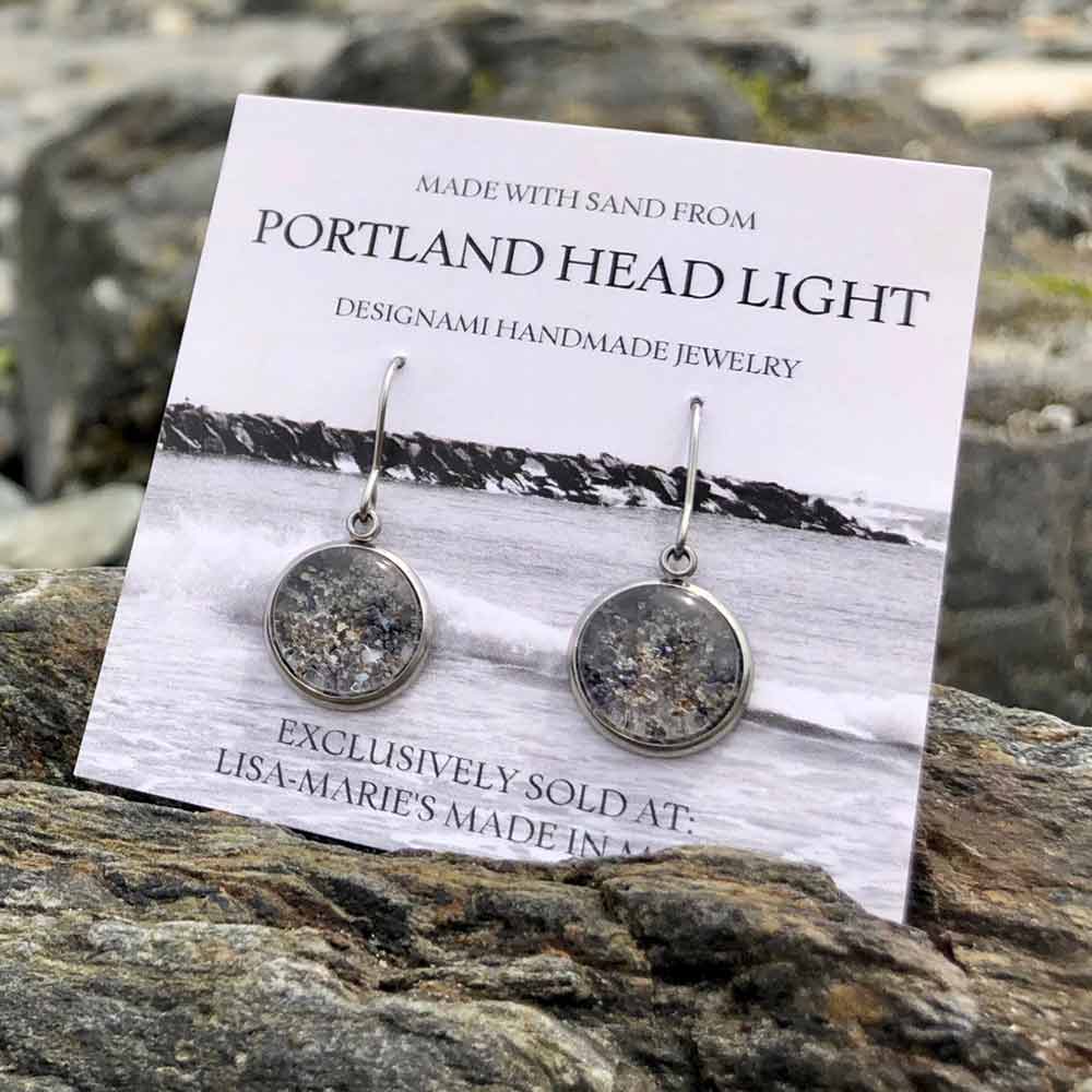 Portland Head Light Beach Sand with Crushed Mussel Shell Earrings