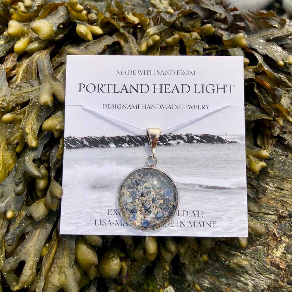 Large Portland Head Light Sand with Crushed Mussel Shell Pendant