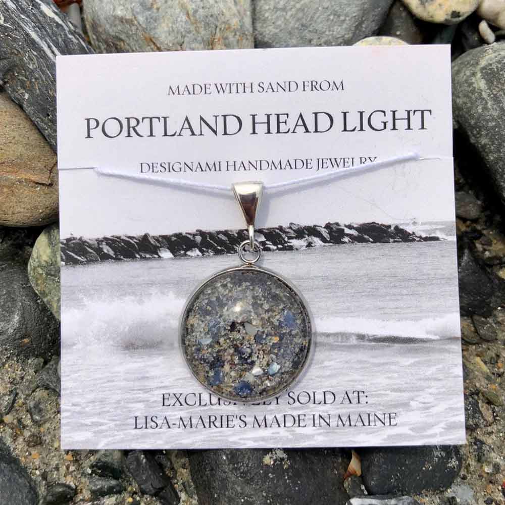 Large Portland Head Light Sand with Crushed Mussel Shell Pendant