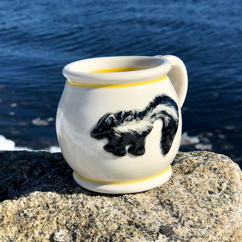 Skunk Mug with Yellow Stripe