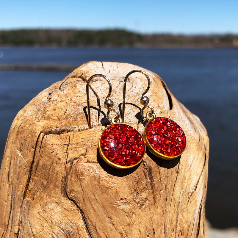 Crushed Lobster Shell Gold Earrings