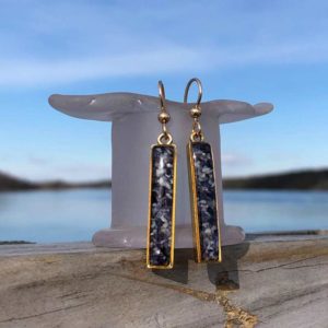 14K Gold Plated Crushed Mussel Shell Rectangle Earrings