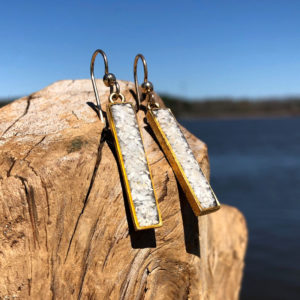 Crushed Oyster Shell Rectangle Earrings