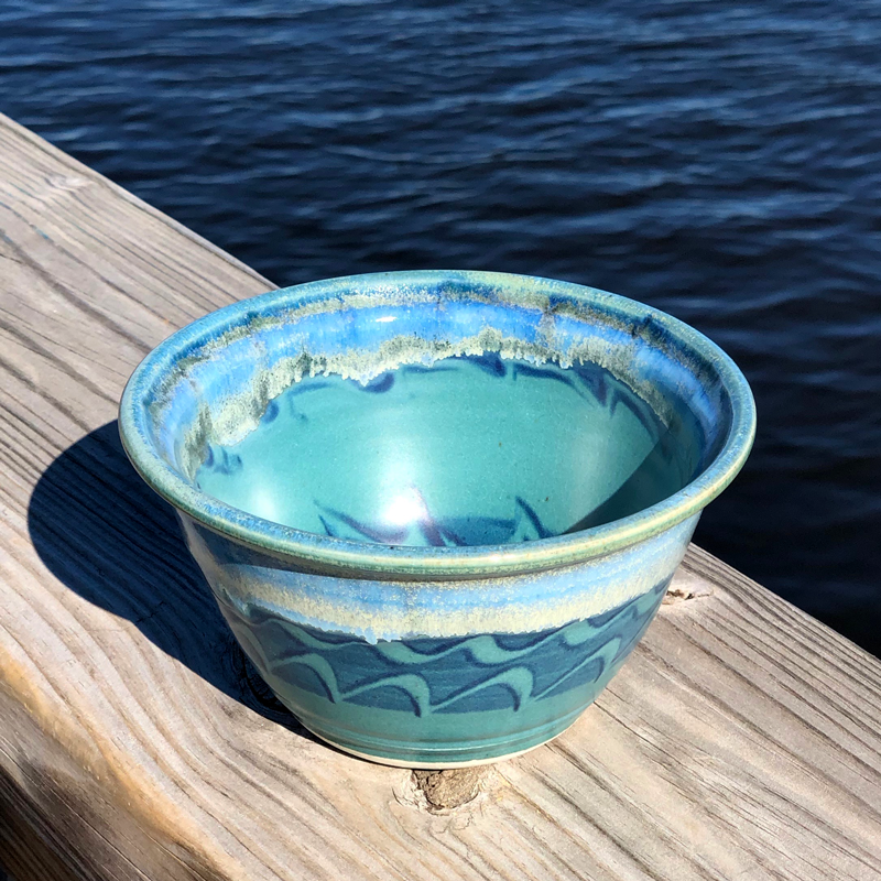Noodle Bowl in Peacock Glaze by Unity Pond Pottery