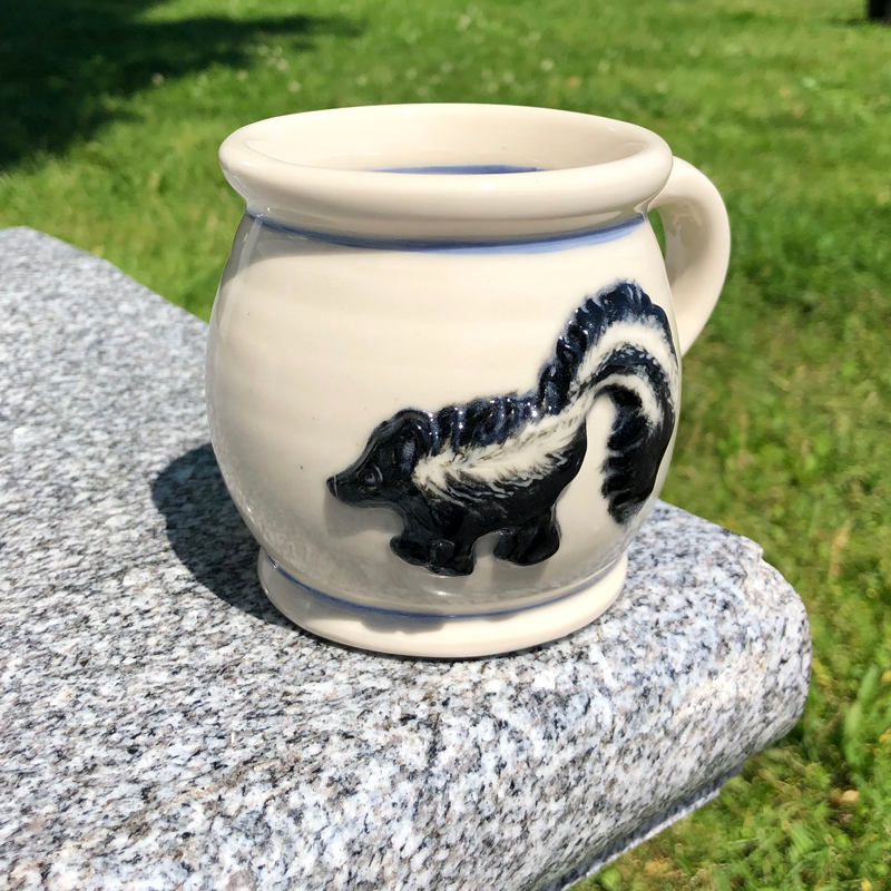 Skunk Mug with Blue Stripe