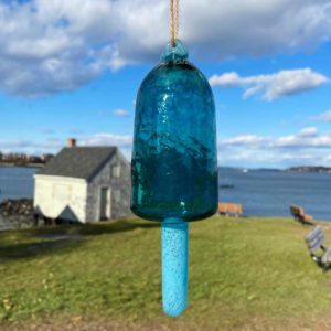 Teal Blown Glass Lobster Buoy with Light Blue Spindle