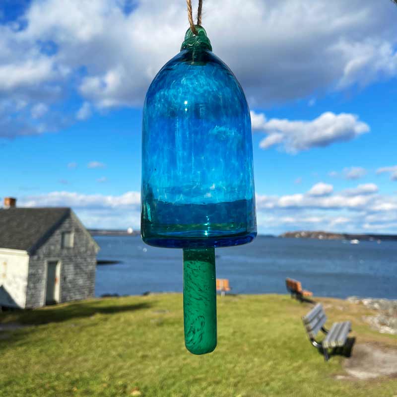 Teal Blown Glass Lobster Buoy with Clover Spindle