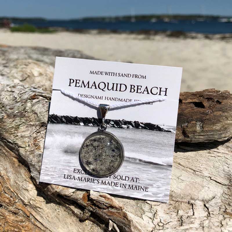 Pemaquid Beach Large Pendant | Beach Sand with Mussel Shell