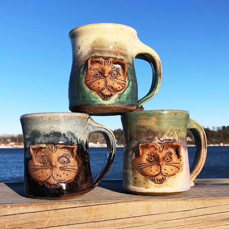 Cat Mugs by Westport Island Pottery
