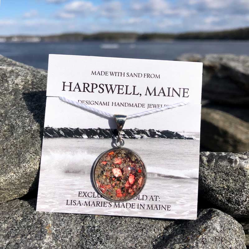 Large Harpswell Sand Pendant with Crushed Lobster Shell