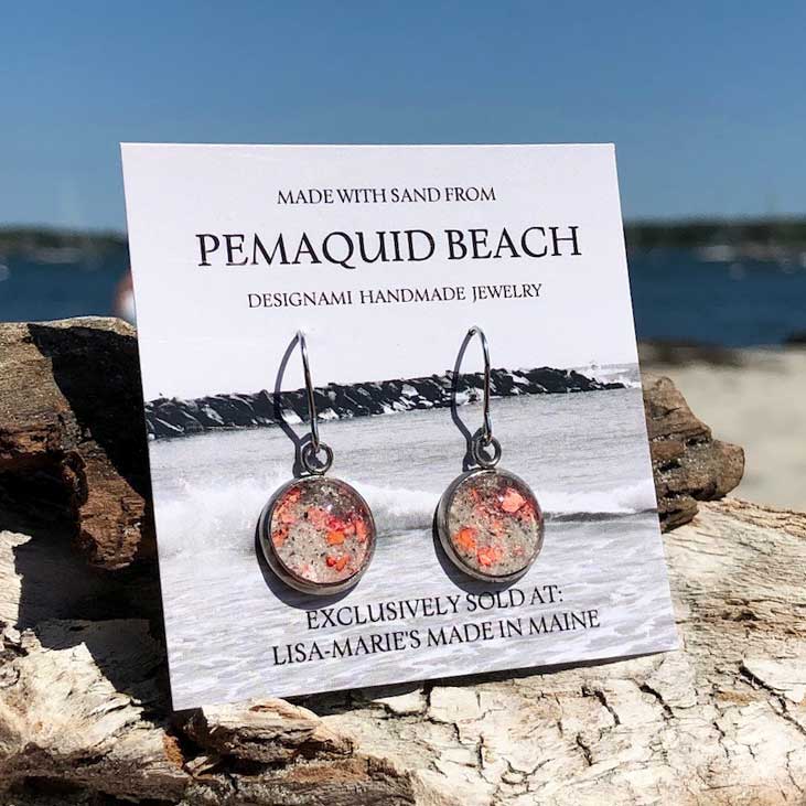Pemaquid Beach Sand Earrings with Crushed Lobster Shell