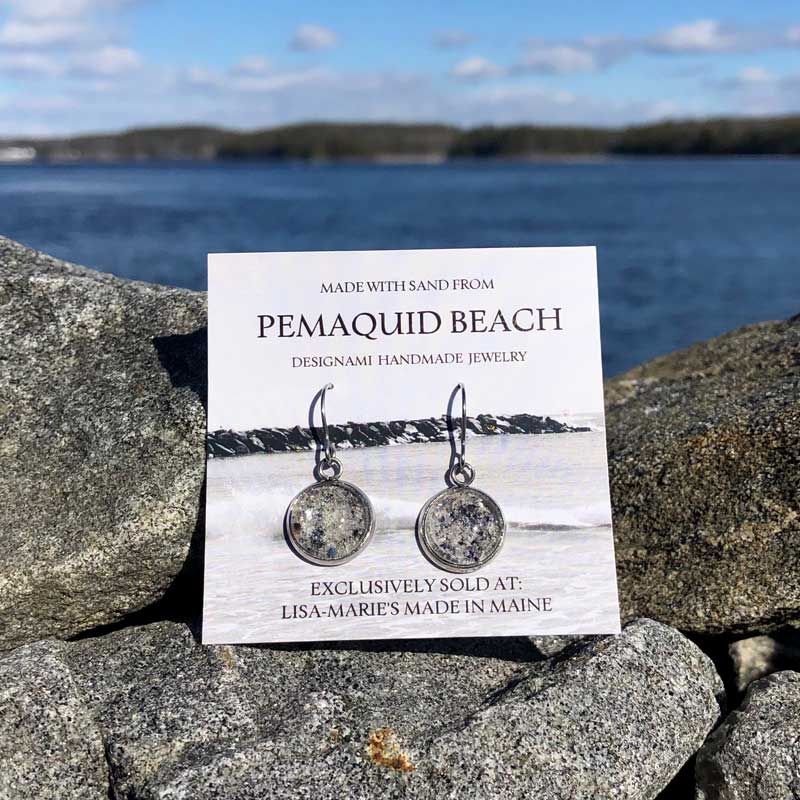 Pemaquid Beach Sand Earrings with Crushed Mussel Shell