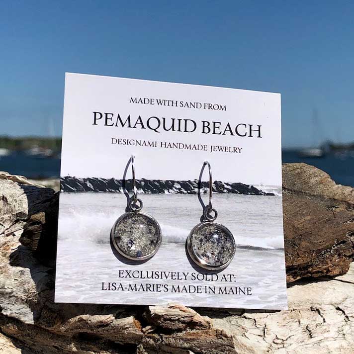 Pemaquid Beach Sand Earrings with Crushed Mussel Shell