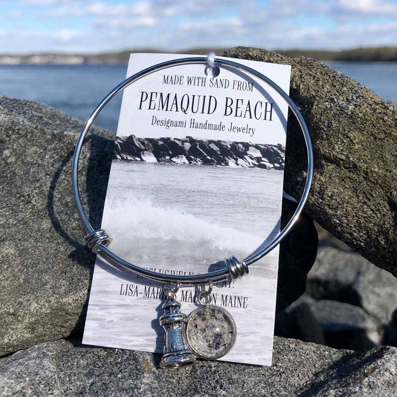 Pemaquid Beach Sand Bangle Bracelet with Crushed Mussel Shell