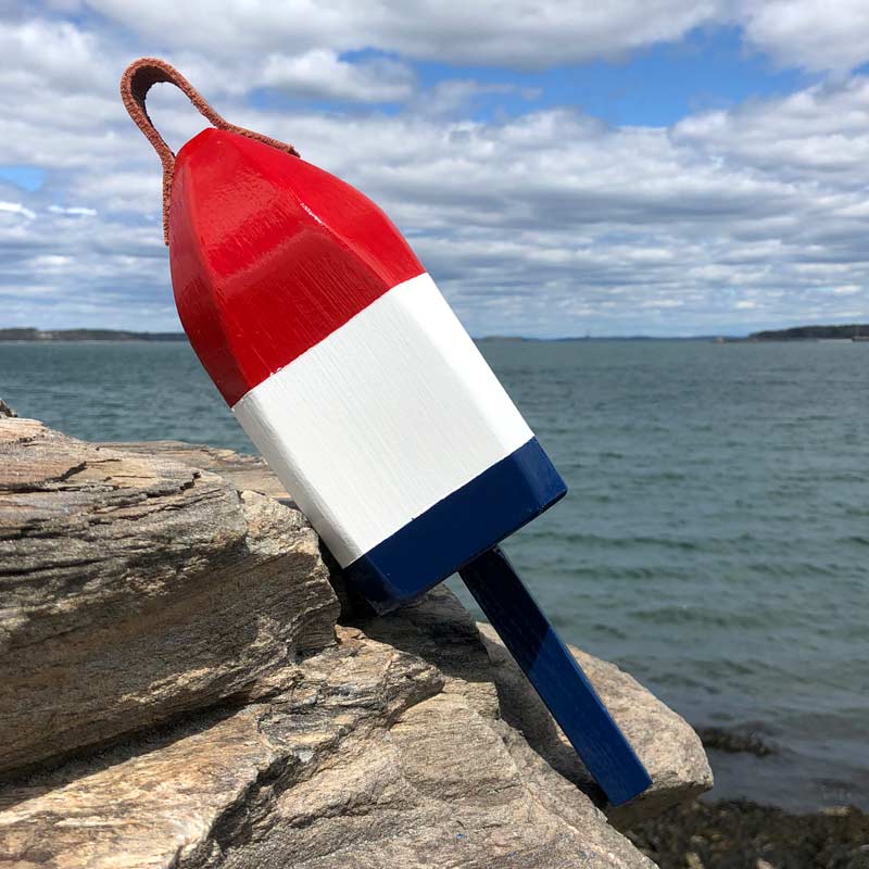 Small Glossy Red White and Blue Buoy