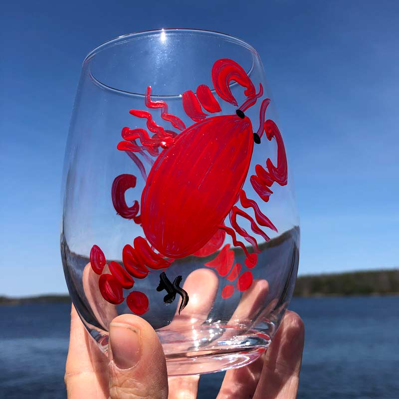 Lobster, Stemless, Wine Glass.