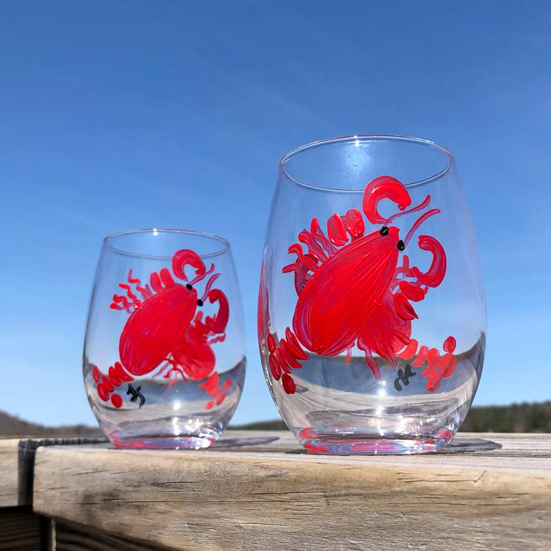 Lobster, Stemless, Wine Glasses.
