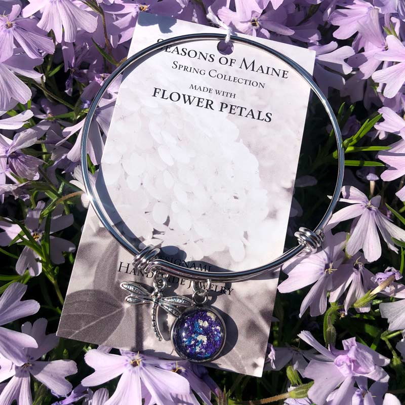 Iris & Delphinium Flower Petal Bracelet