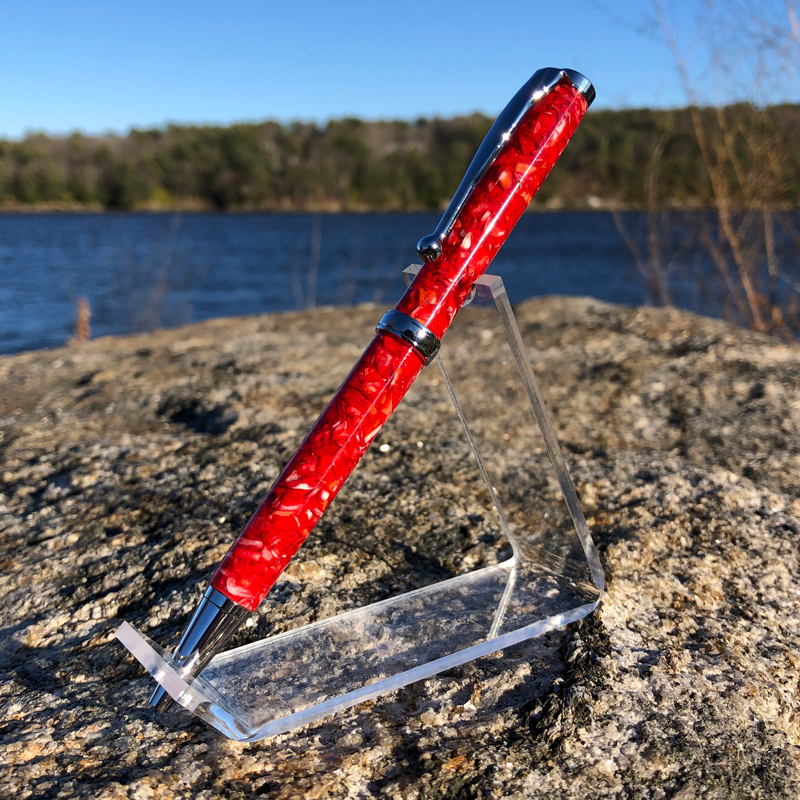 Crushed Lobster Shell Funline Pen with Chrome Hardware