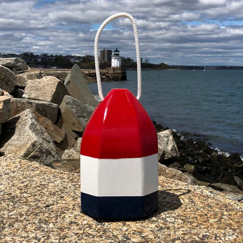 Small Red, White & Blue Glossy, Lobster Buoy, Centerpiece.