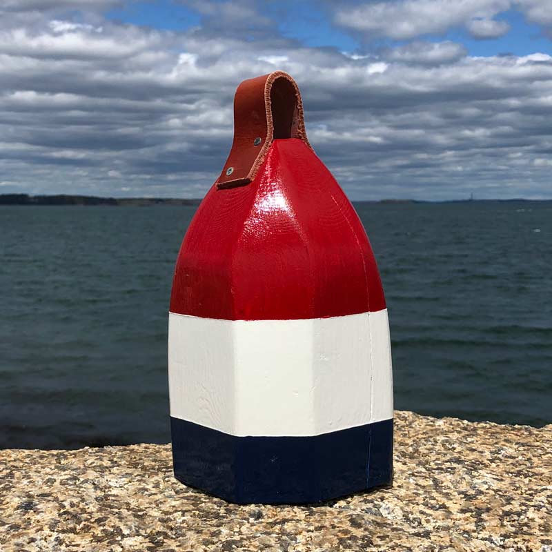 Small Red, White & Blue Glossy, Lobster Buoy, Centerpiece.