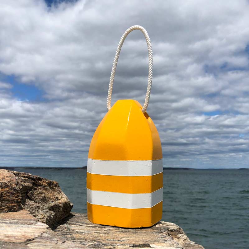 Small Glossy Yellow & White Lobster Buoy Centerpiece