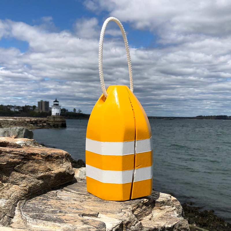 Small Glossy Yellow & White Lobster Buoy Centerpiece