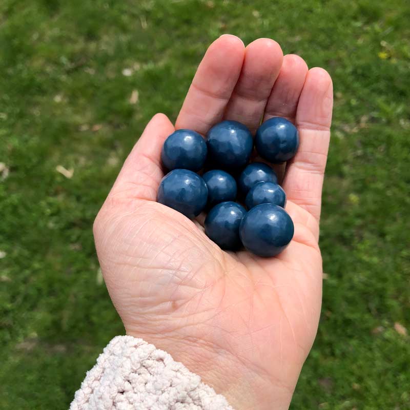 Chocolate Covered Blueberries in a hand.