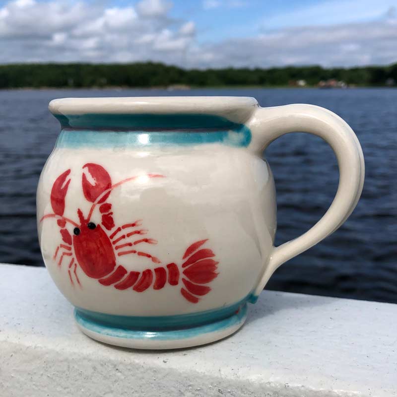 Lobster Mug with Blue Trim