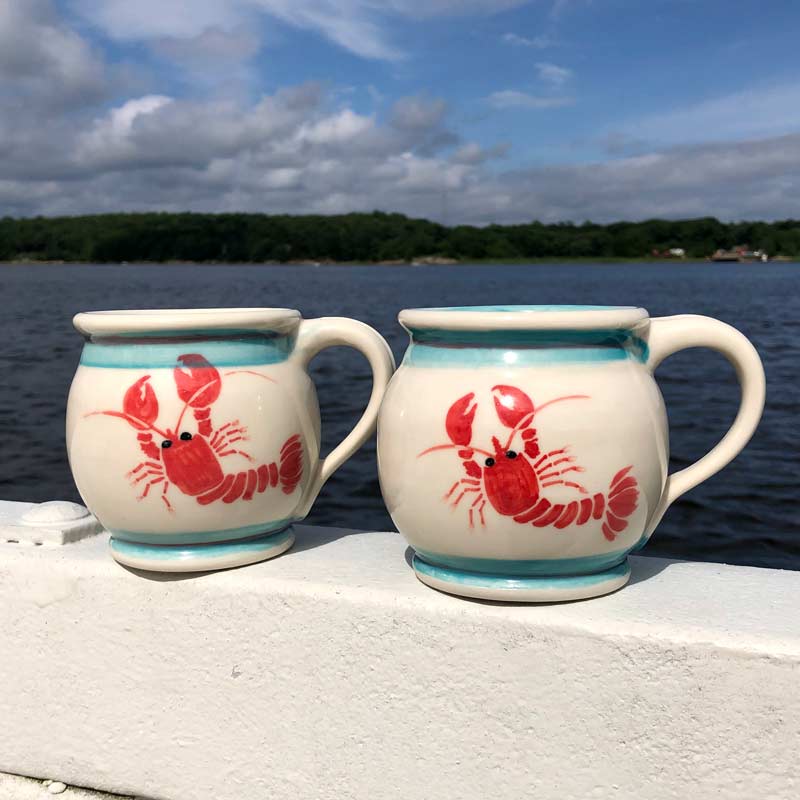 Lobster Mug with Blue Trim