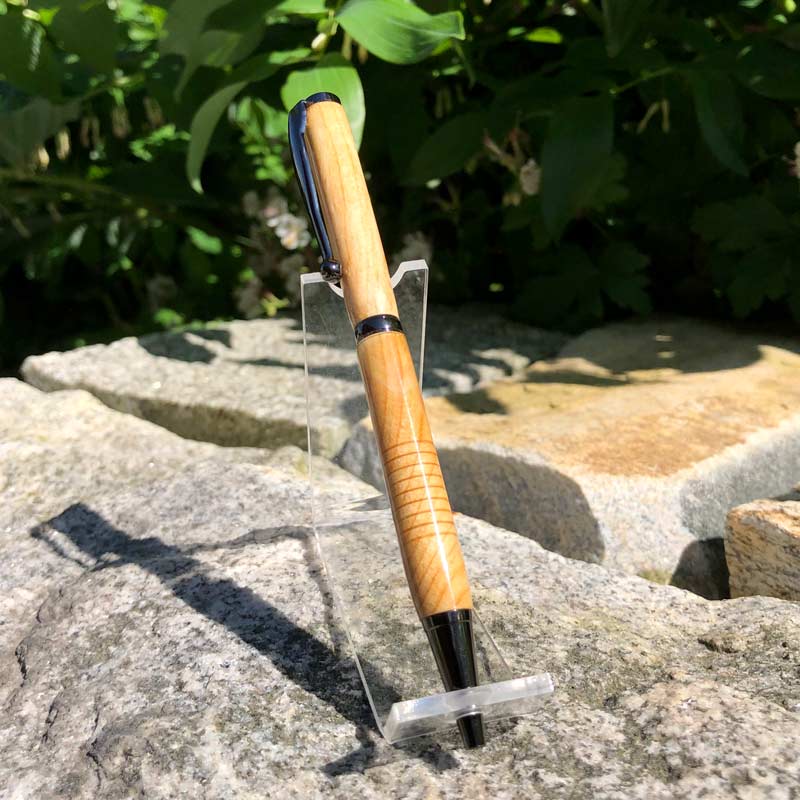 Maine Spruce Burl Pen with Gun Metal Hardware with Finger Grip