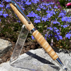 Maine Tiger Maple Pen with Chrome Hardware