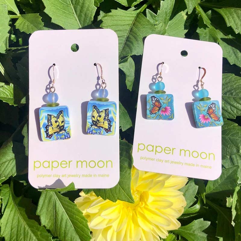 Paper Moon Jewelry made from Polymer Clay - Butterfly Earrings