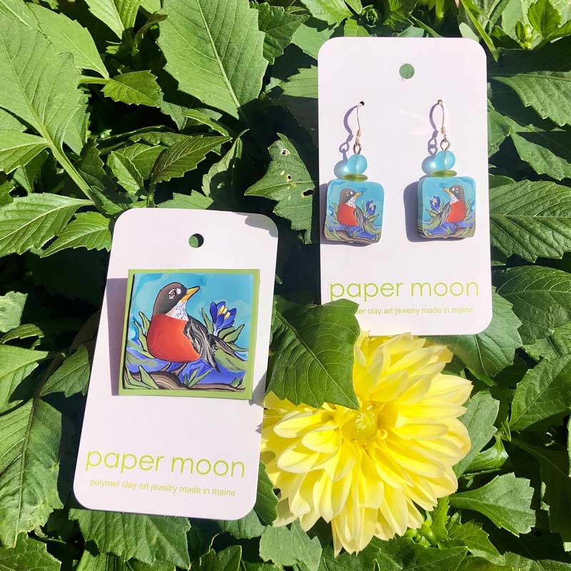 Paper Moon Jewelry made from Polymer Clay - Robin