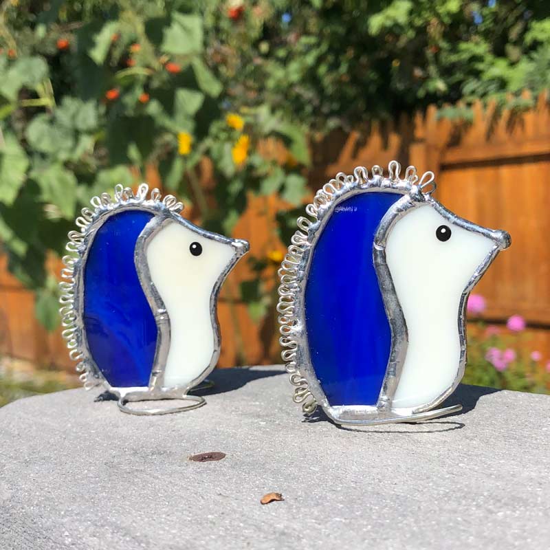 Blue Stained Glass Hedgehog