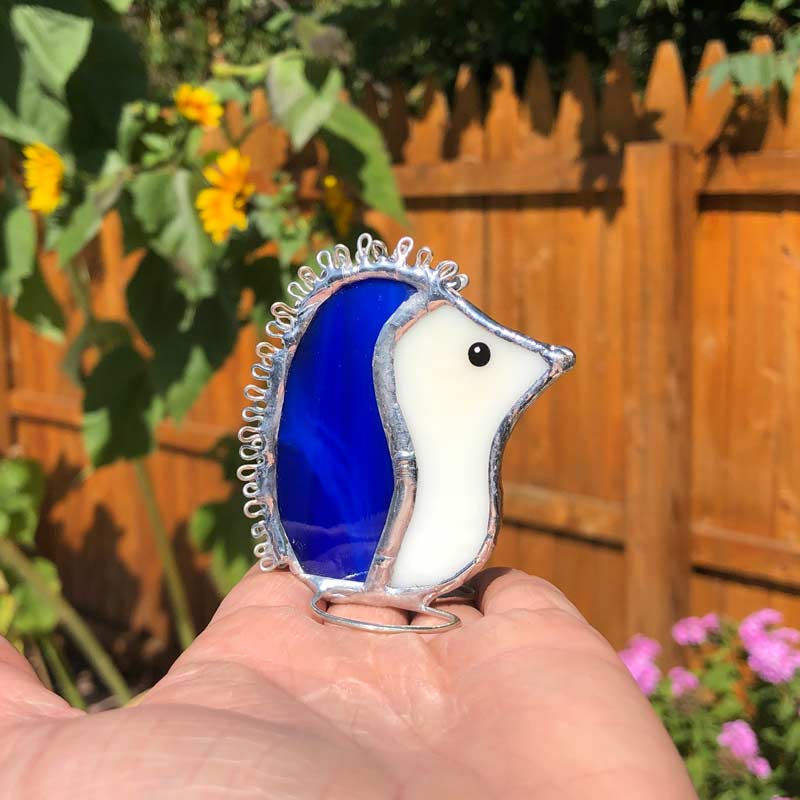 Blue Stained Glass Hedgehog