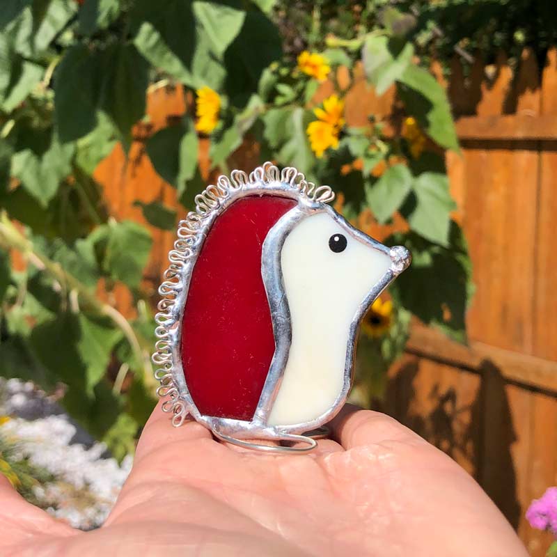 Red Stained Glass Hedgehog