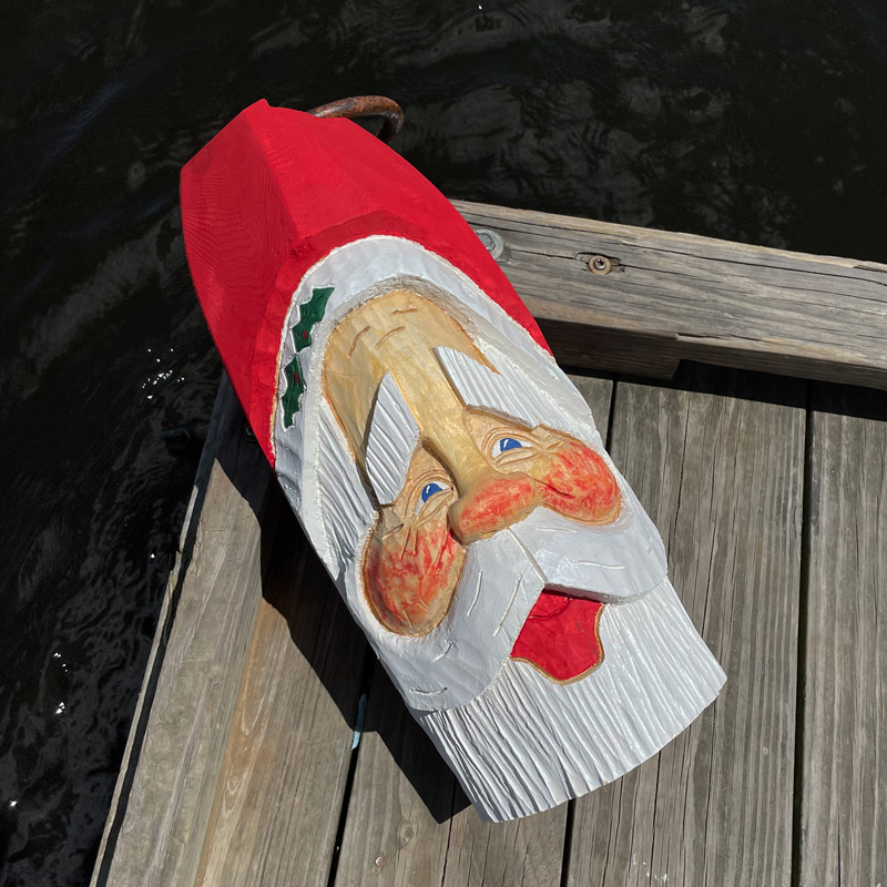 Extra Large Hand Carved Santa Buoy with Ring #8