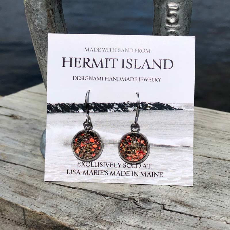 Hermit Island Beach Sand Earrings with Crushed Lobster Shell