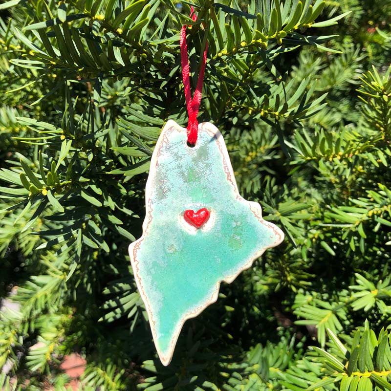State of Maine Ornament - heart