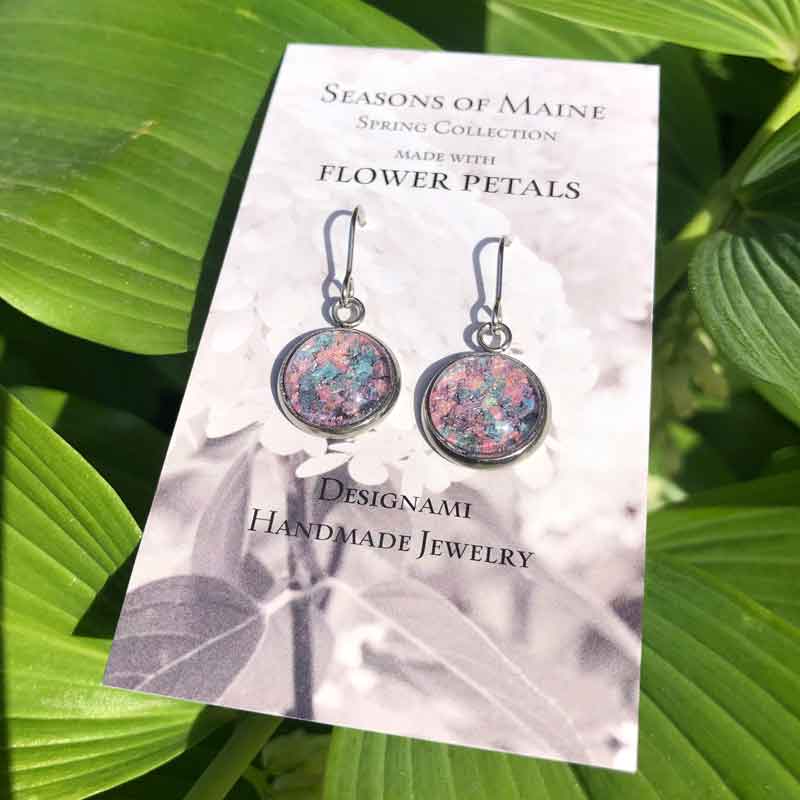 Hydrangea & Lilac Flower Petal Earrings